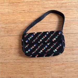 Anthropologie Black Floral Shoulder Bag